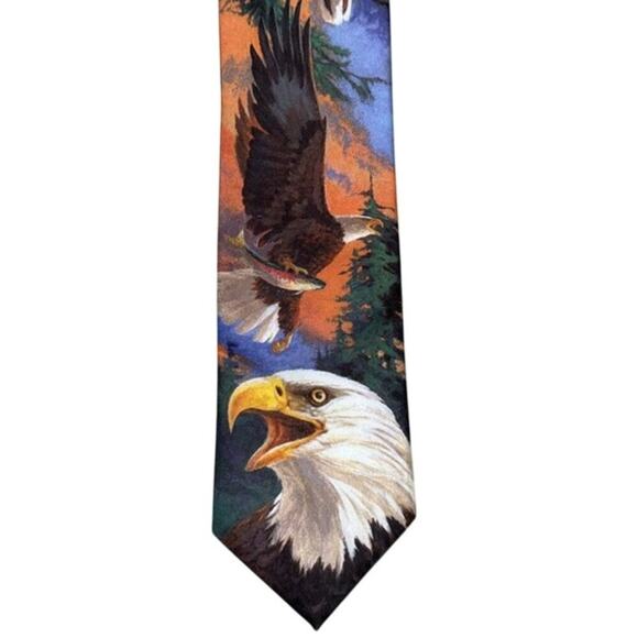 Vintage 1995 Ralph Malin & Co. American Eagle Patriotic Tie Made in the U.S.A. - Picture 1 of 6